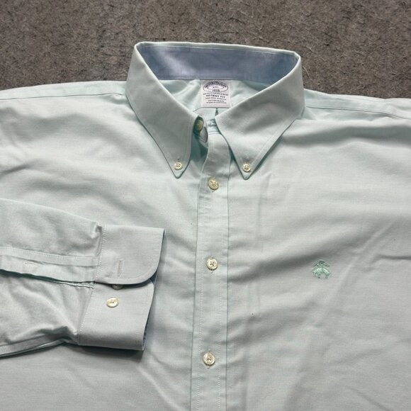 Brooks Brothers Oxford Shirt Men 2XL Green Regent OCBD Non Iron Stretch - Picture 1 of 14